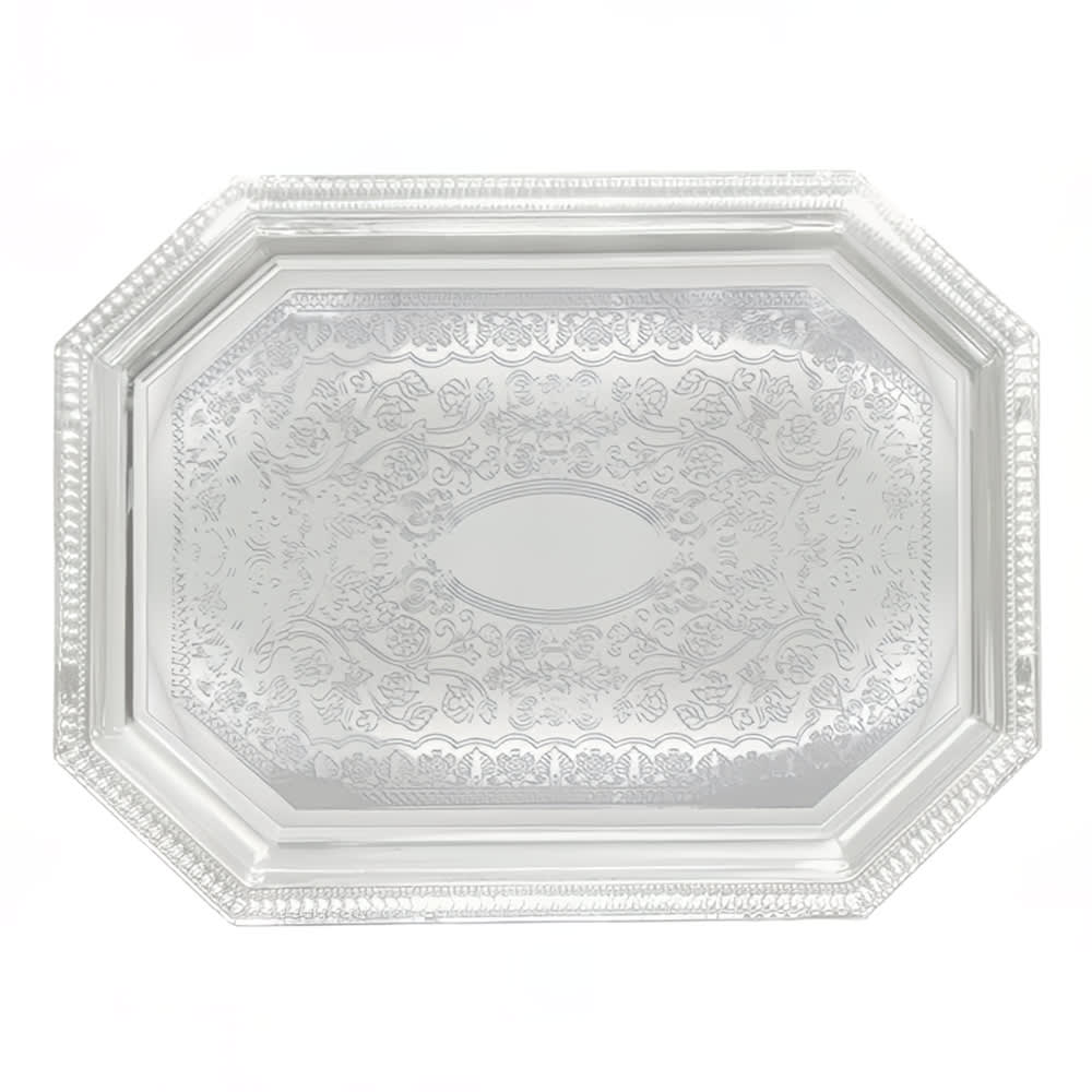 080-CMT1217 Octagonal Serving Tray - 17" x 12 1/2", Gadroon Edge w/ Engraving, Chrome P...