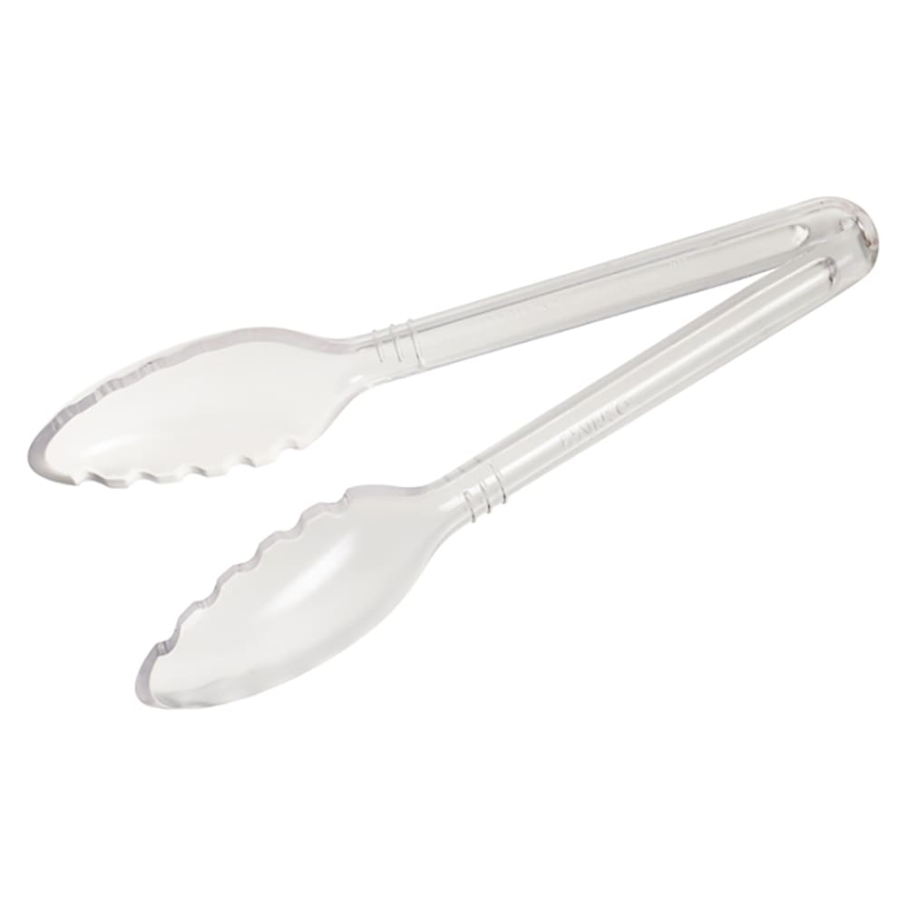 080-CVST9C 9"L Plastic Serving Tongs, Clear