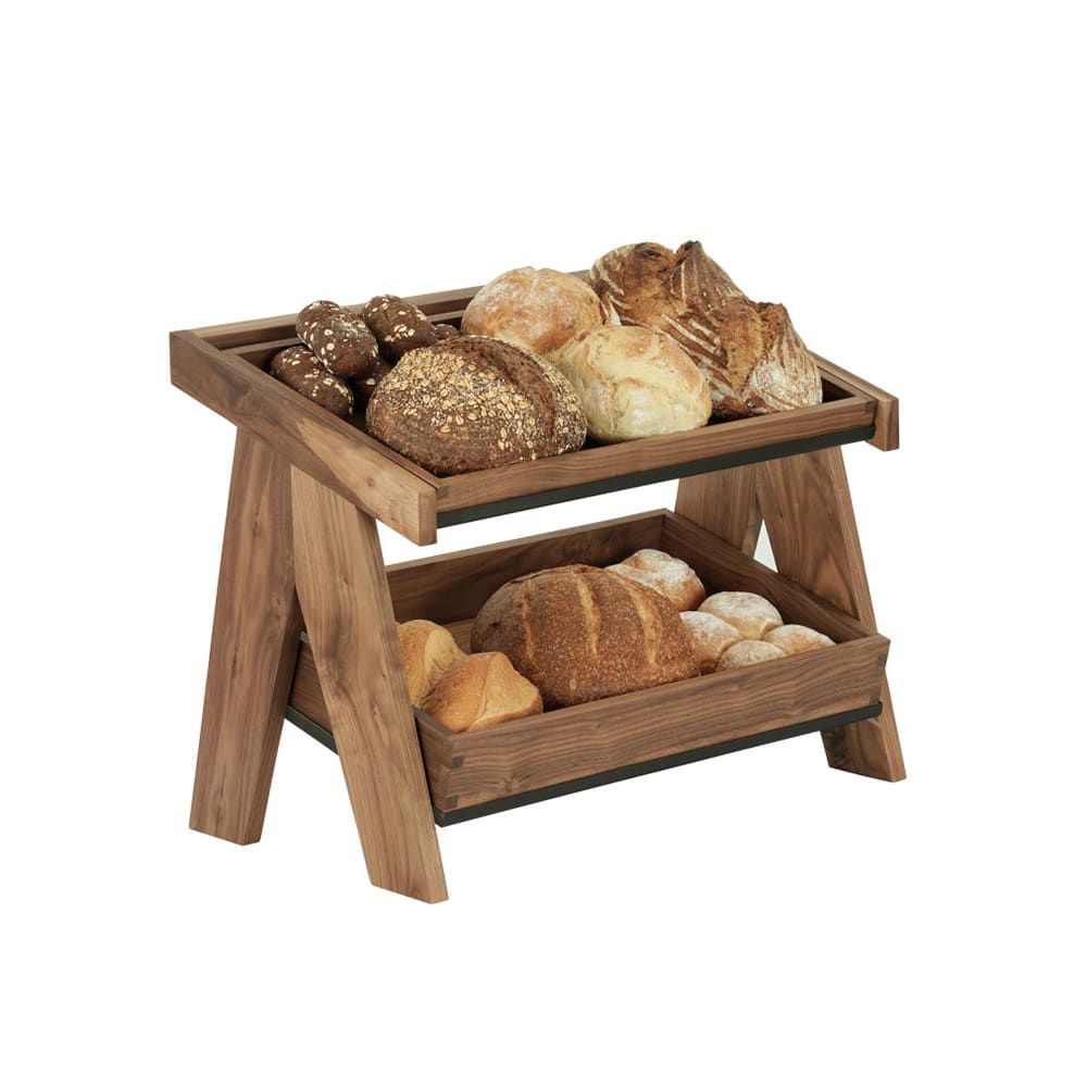151-23138278 2 Tier Display Stand - 14" x 23 1/4" x 17 1/2", Walnut