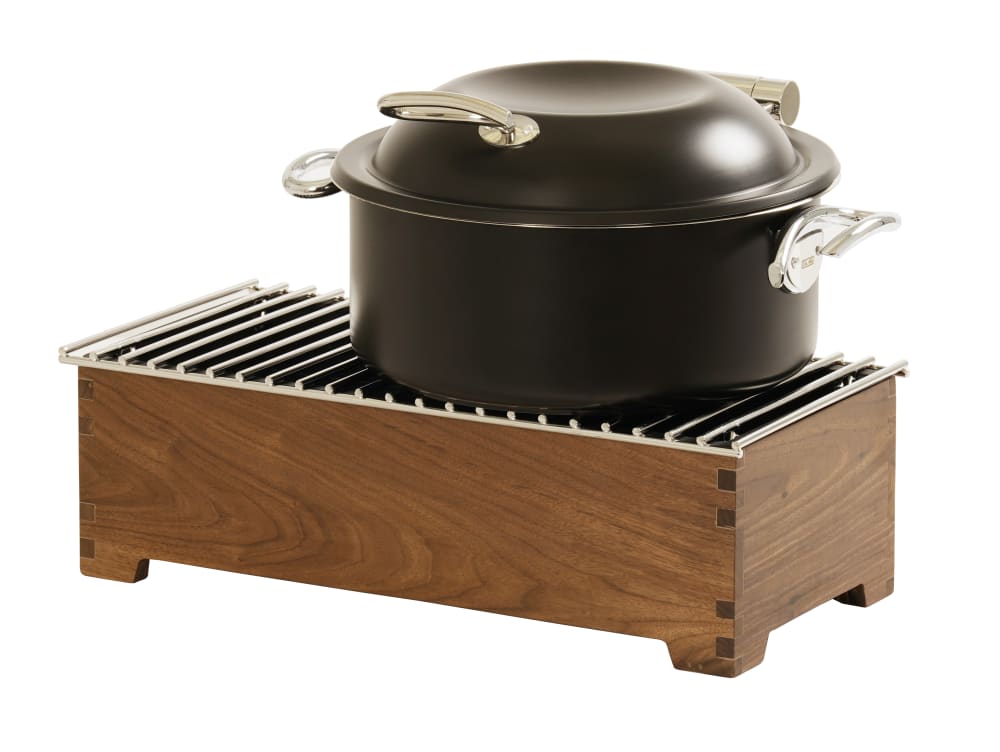 151-2314678 Rectangular Chafer Alternative - 20"W x 10"D x 5 1/2"H, Walnut