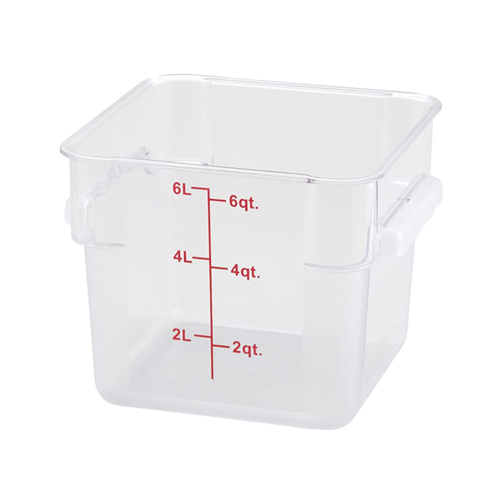 080-PCSC6C 6 qt Square Food Storage Container, Polycarbonate, Clear