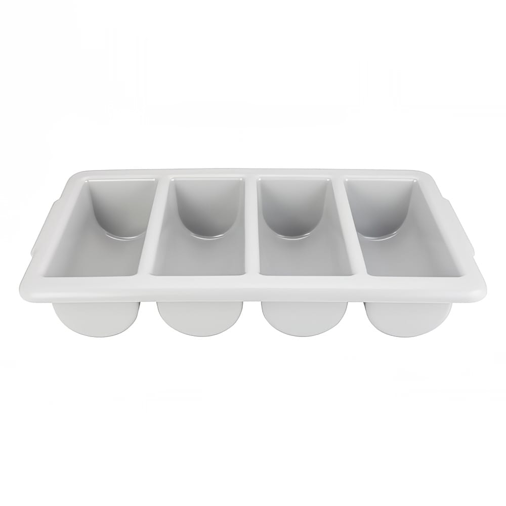 080-PL4B 4 Compartment Cutlery Bin - Plastic, Gray