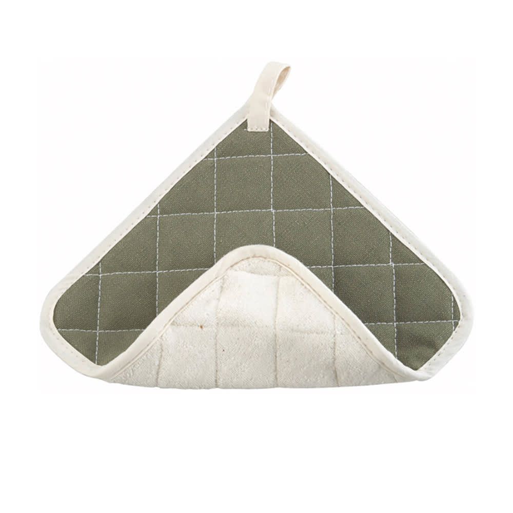 080-PH8B 8" x 8" White & Gray Terry Pot Holder w/ Loop - Flame Retardant