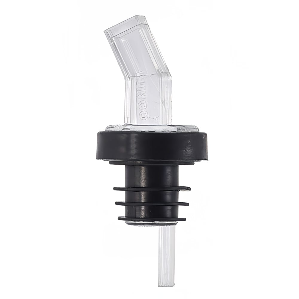 080-PPSCL Plastic Pourer w/ Screen & Bent Spout, Crystal Clear