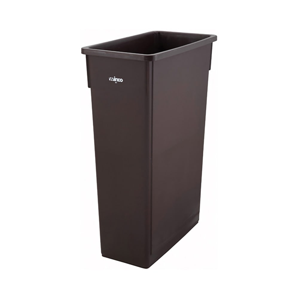 080-PTC23B 23 gal Rectangle Slim Trash Can, 20 1/8"L x 10 7/8"W x 29 7/8"H, Brown
