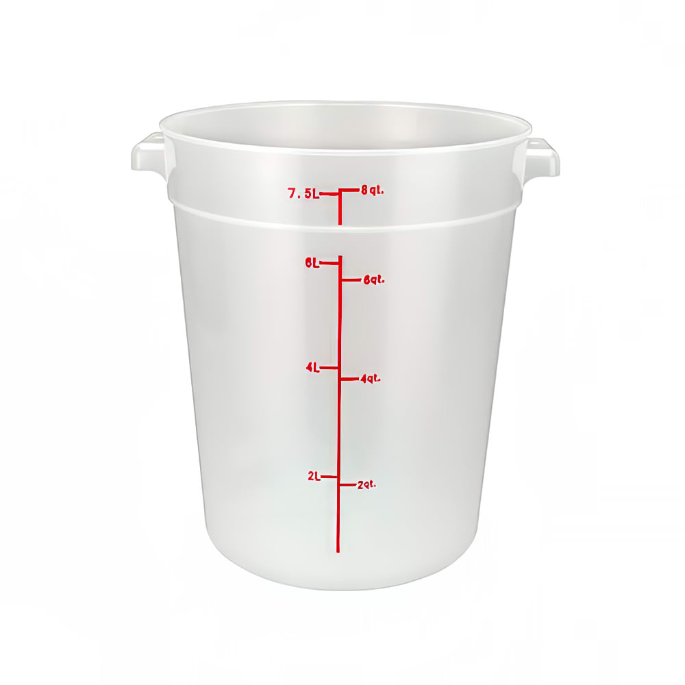 080-PTRC8 8 qt Round Storage Container, Polypropylene, Translucent 