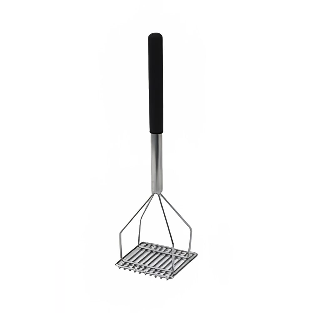080-PTMP18S 17 3/4" Square Potato Masher w/ Black Polypropylene Handle Sleeve