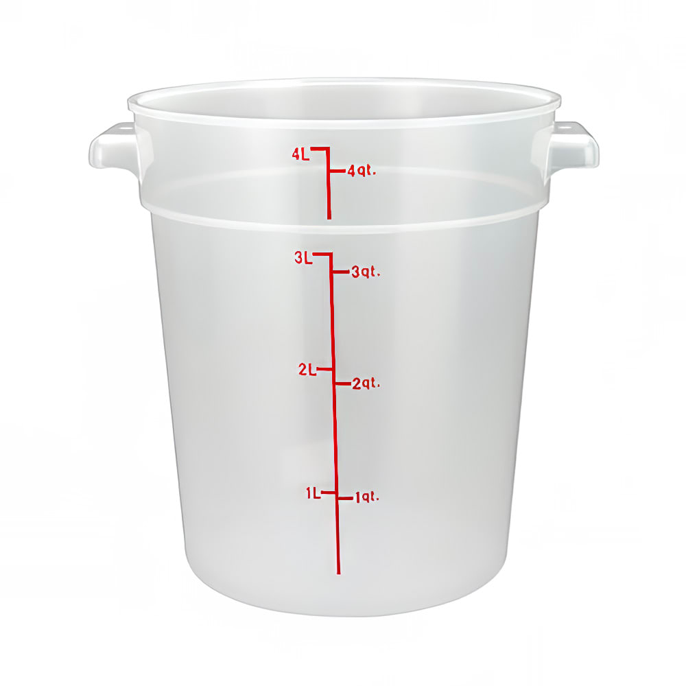 080-PTRC4 4 qt Round Storage Container, Polypropylene, Translucent