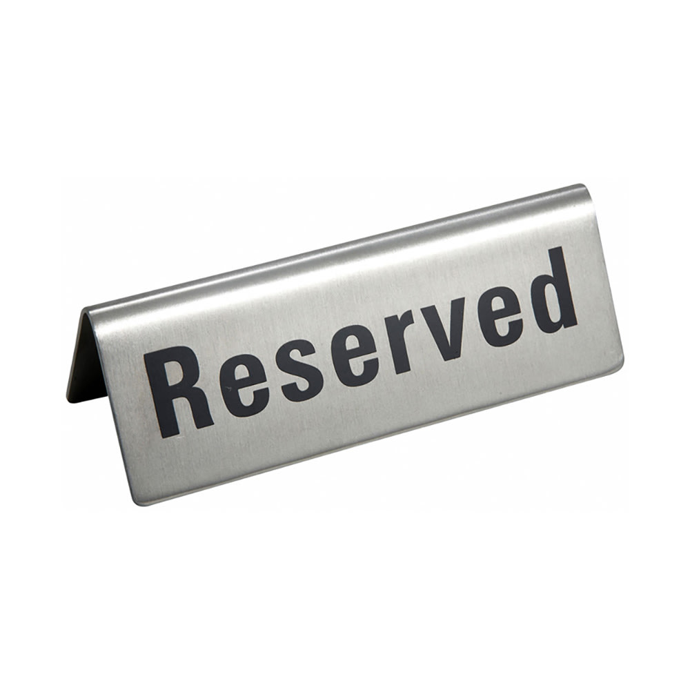 080-RVS4 Reserved Table Tent Sign - 4 3/4" x 1 3/4", Stainless