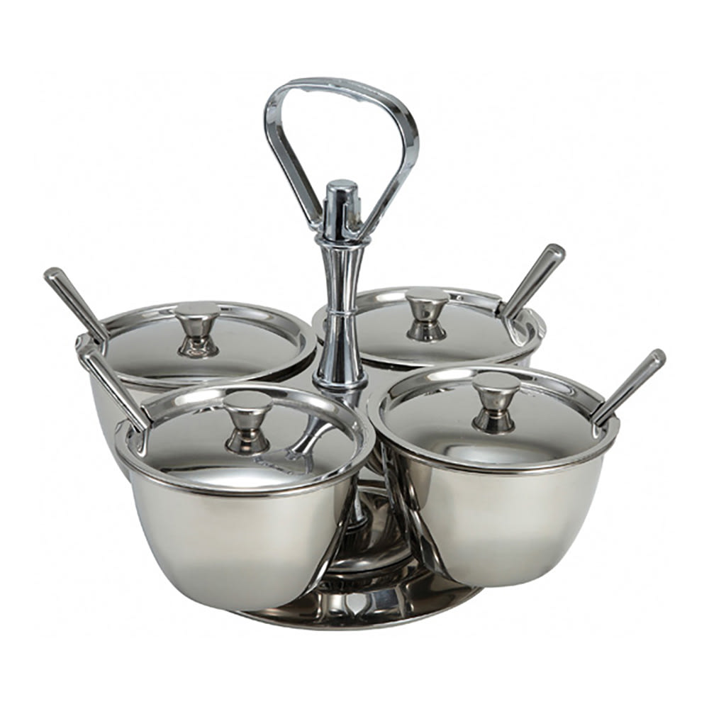 080-RS4 Round 32 oz Condiment Server - Silver