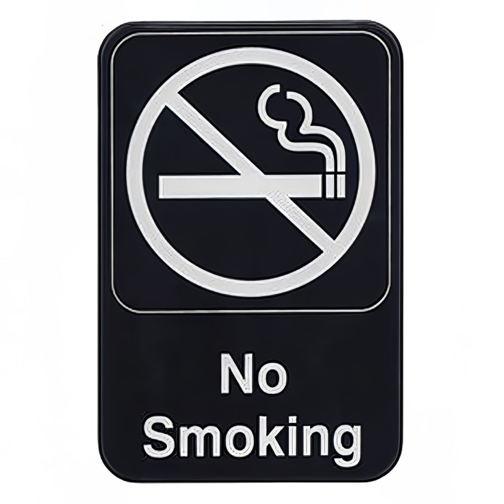 080-SGN601 6" X 9" Sign - No Smoking - White Imprint on Black