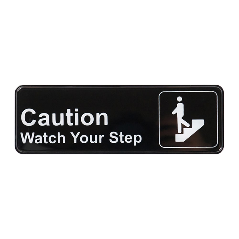 080-SGN326 Information CAUTION/WATCH YOUR STEP Sign w/ Symbol, 3 x 9", Black