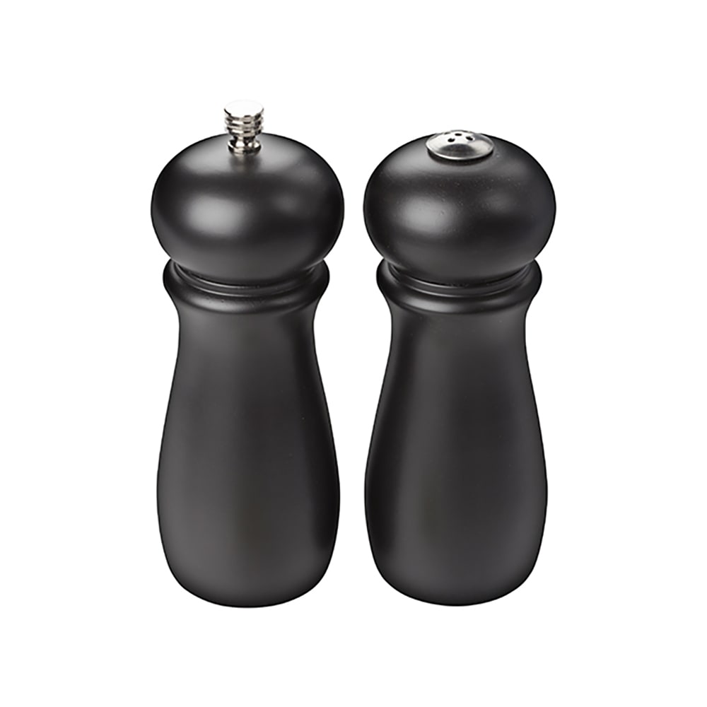 080-SP612 6" H Salt Shaker & Pepper Mill Set - Rubberwood, Black