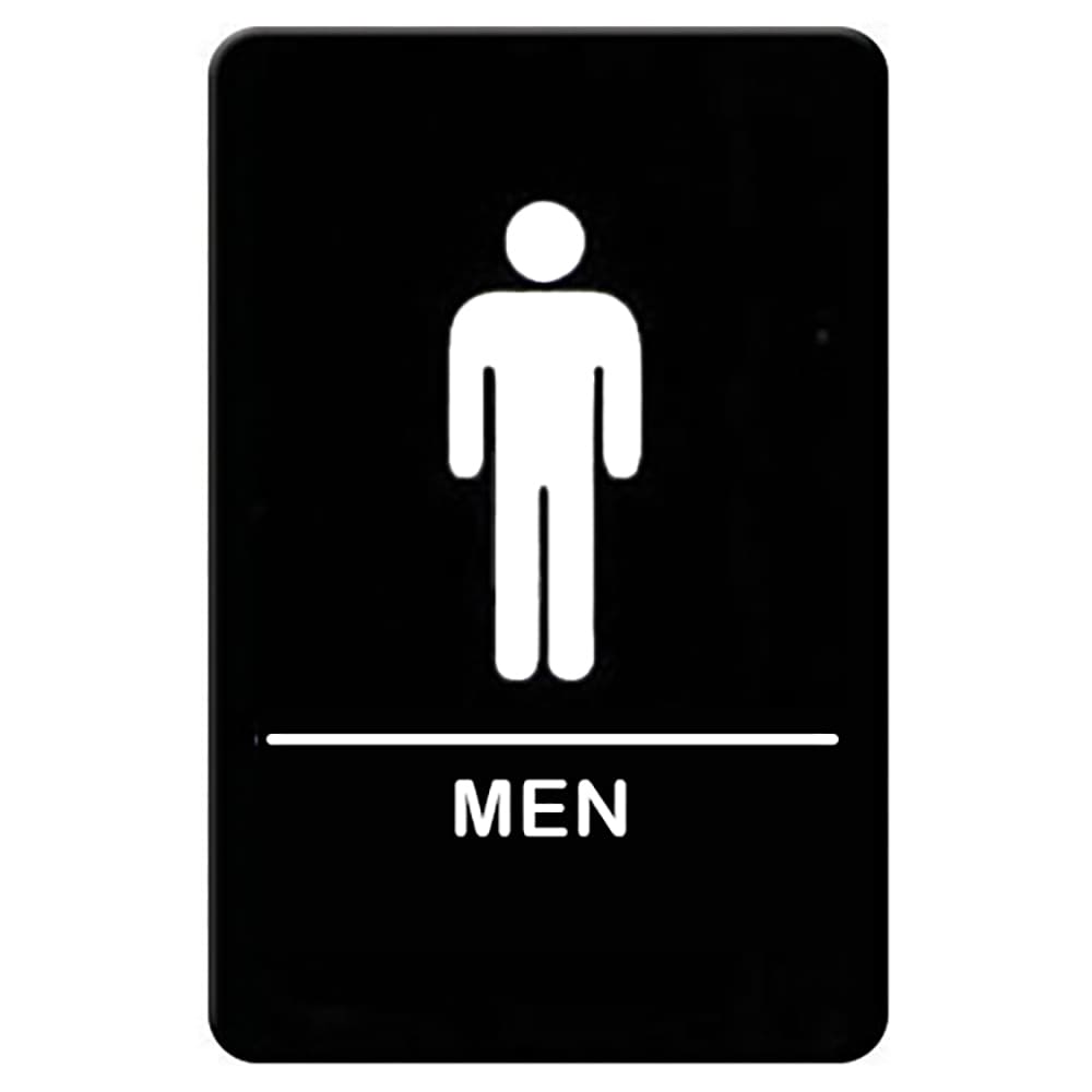 080-SGNB605 Men Sign, Braille - 6" x 9", Black