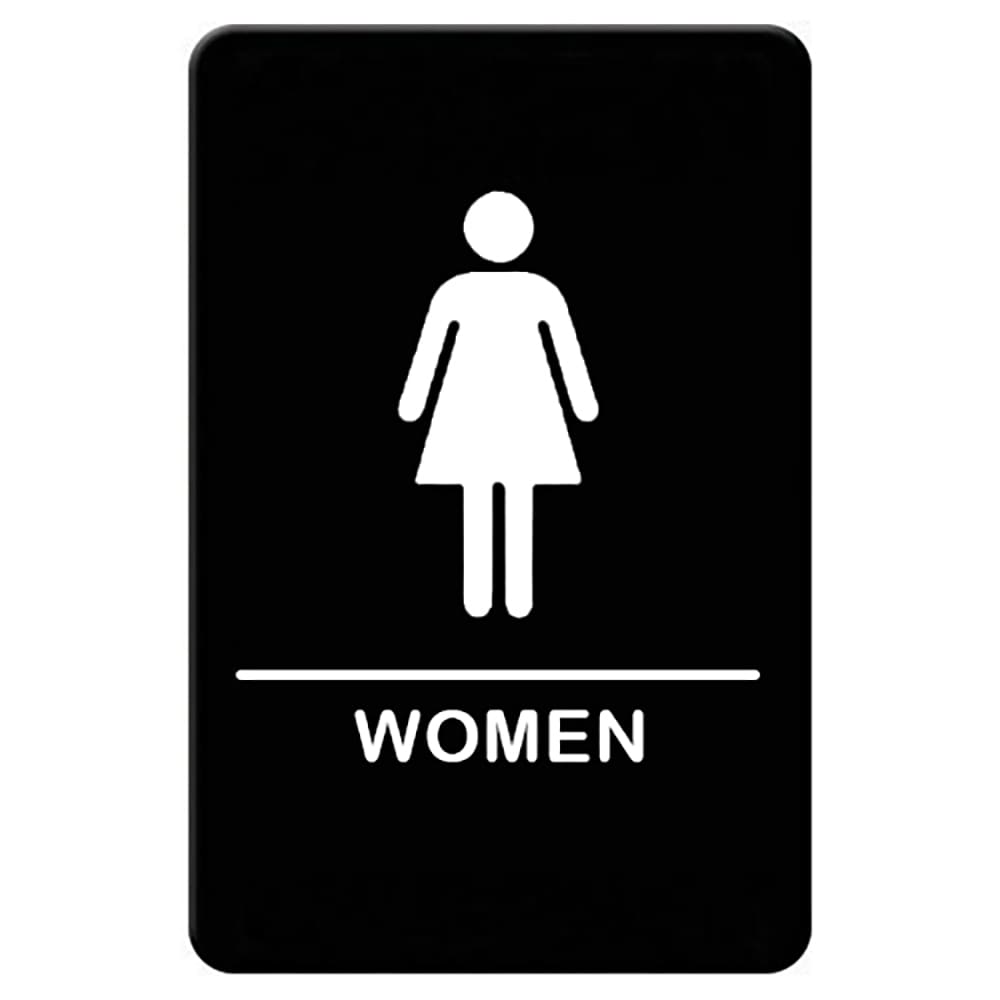 080-SGNB606 Women Sign, Braille - 6" x 9", Black