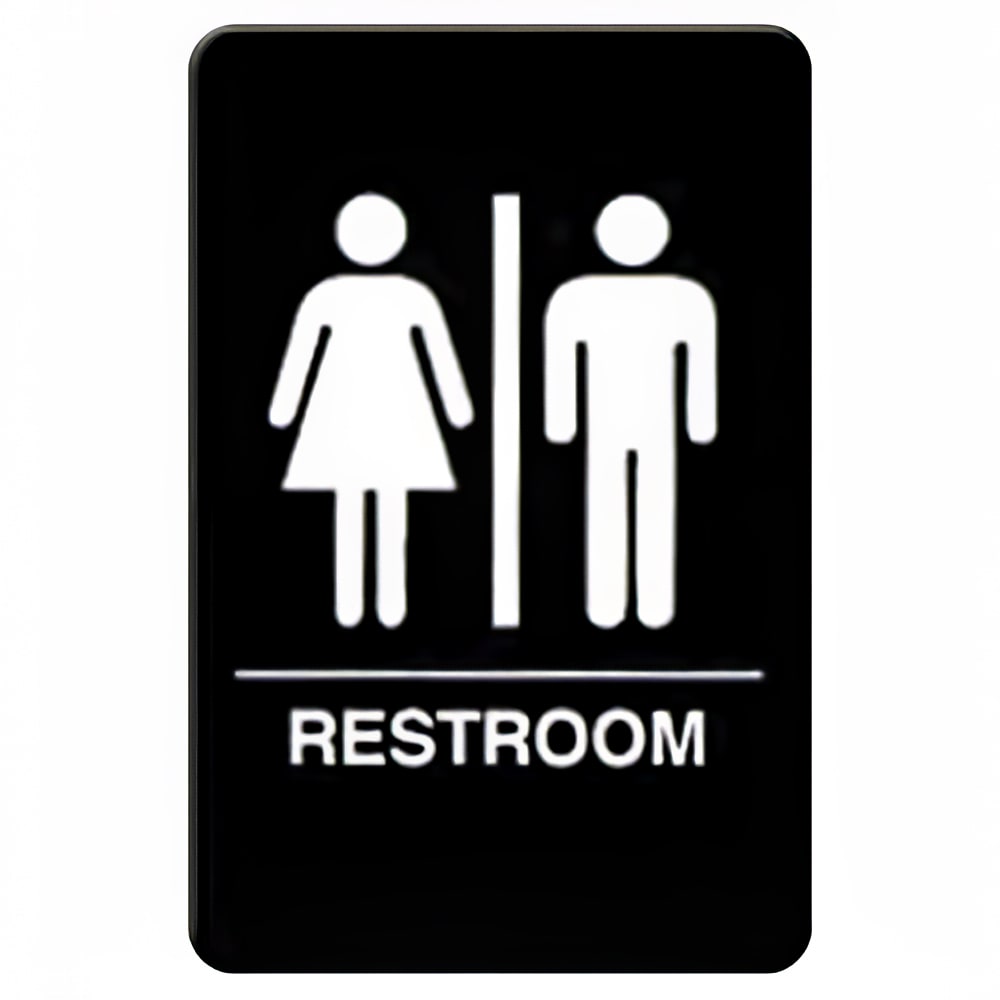 080-SGNB603 Restrooms Sign, Braille - 6" x 9", Black
