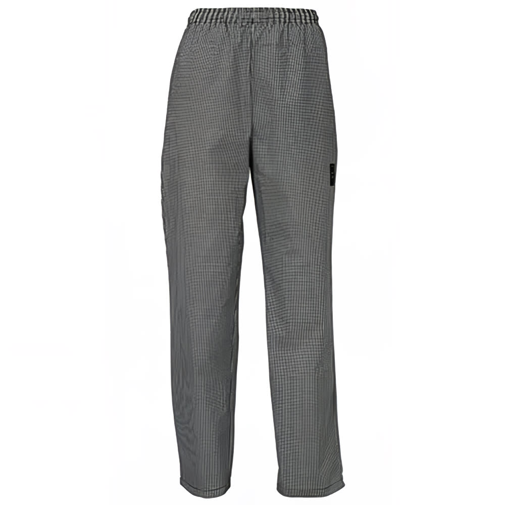 080-UNF4KL Newbury Chef's Pants w/ Elastic Waist & Drawstring - Poly/Cotton, Houndstooth...