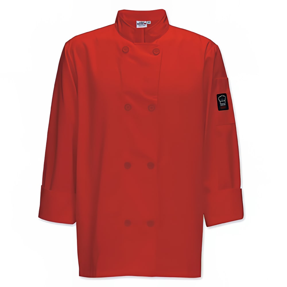 080-UNF6RXXL Men's Signature Chef™ Long Sleeve Chef Jacket - 2X-Large, Red, Poly-Cotton