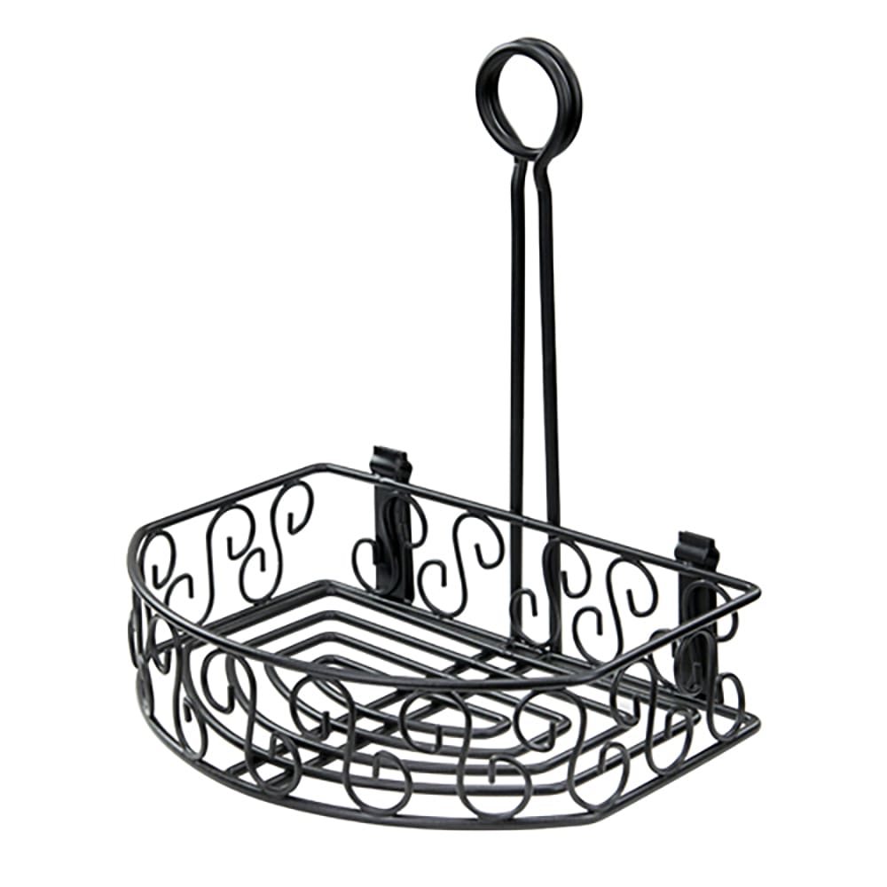 080-WBKH6SB Half-Moon Condiment Caddy - Wire, Black