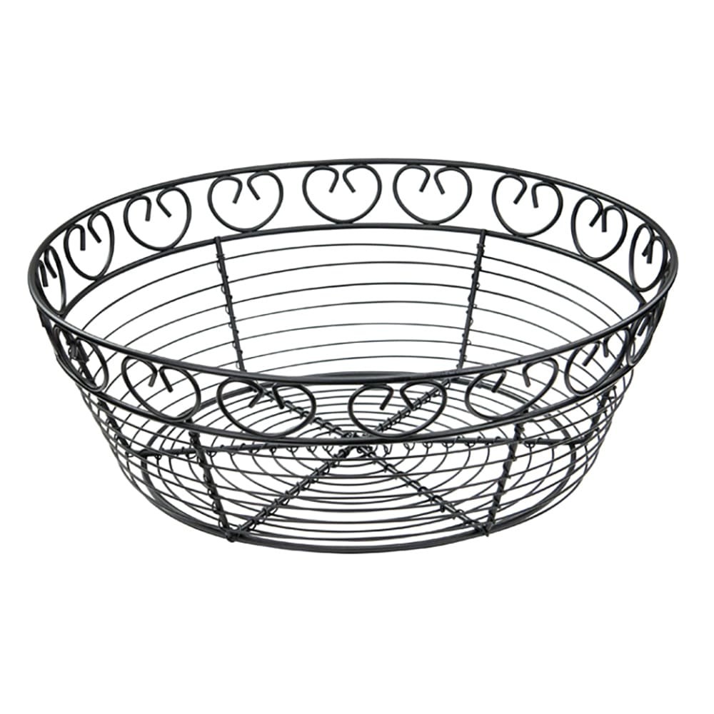 080-WBKG10R Round Bread/Fruit Basket, 10 x 3"H, Black Wire