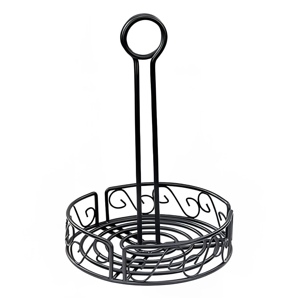 080-WBKH6R Round Condiment Caddy - Wire, Black
