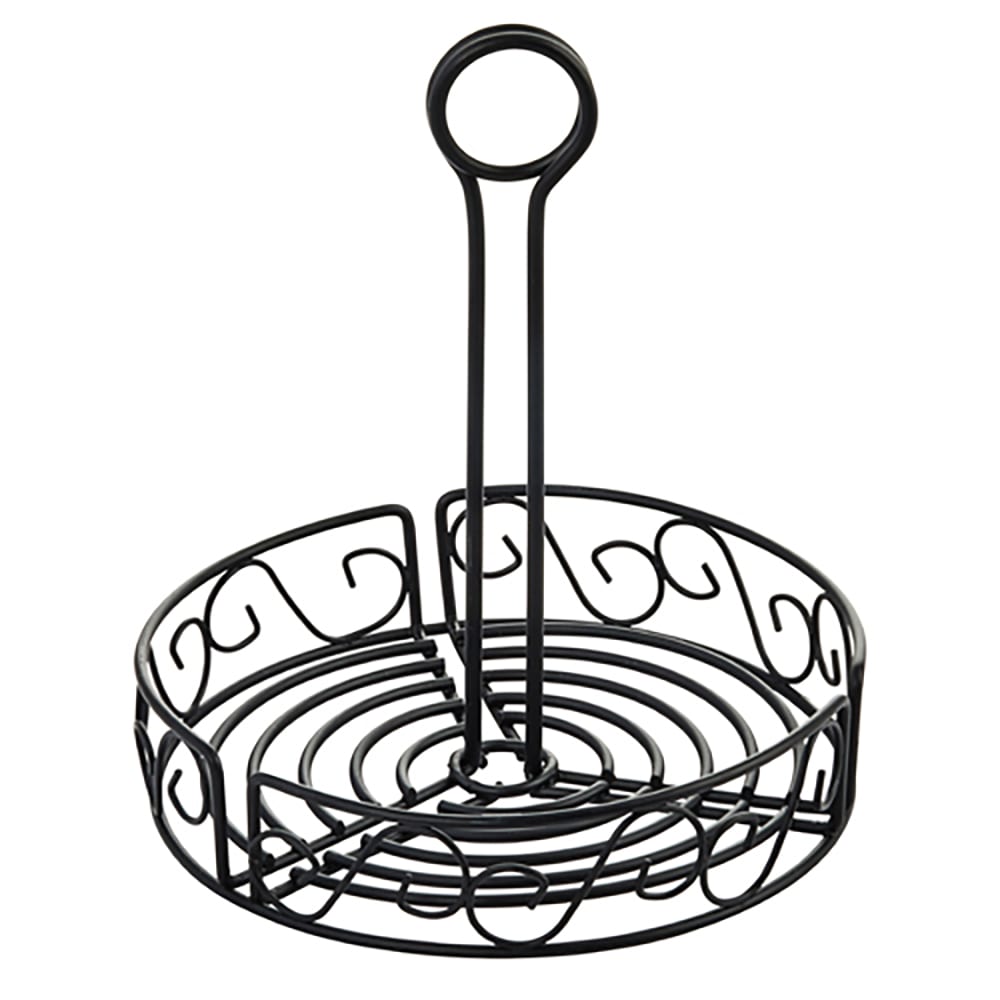 080-WBKH7R Round Condiment Caddy - Wire, Black
