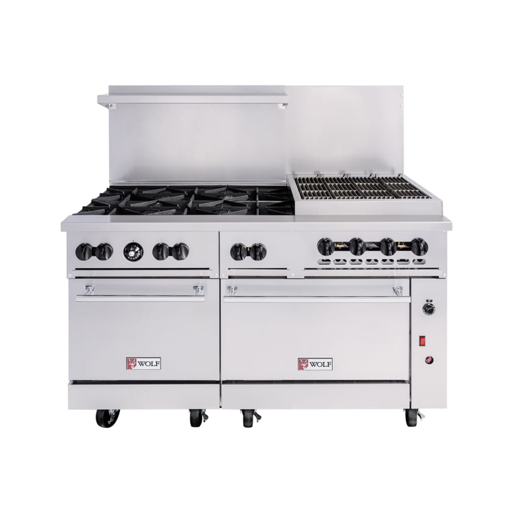 290-C60SS6B24CBNG 60" 6 Burner Gas Range w/ Charbroiler & (2) Standard Ovens, Natural Ga...