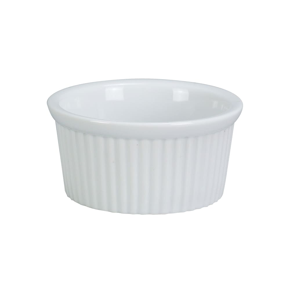 614-RK102 2 oz Fluted Ramekin - Porcelain, Super White