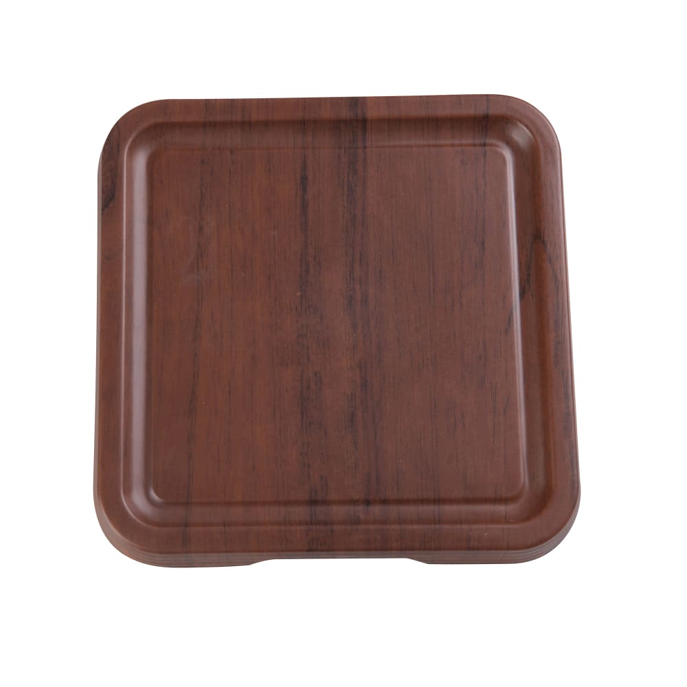 614-WL309 Melamine Tray w/ Foot - 8 1/2" x 8 1/2", Wood Grain