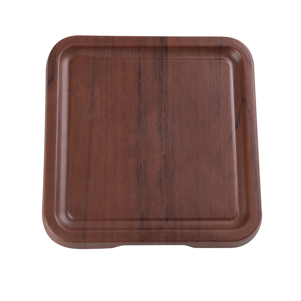 614-WL310 Melamine Tray w/ Foot - 9 1/2" x 9 1/2", Wood Grain