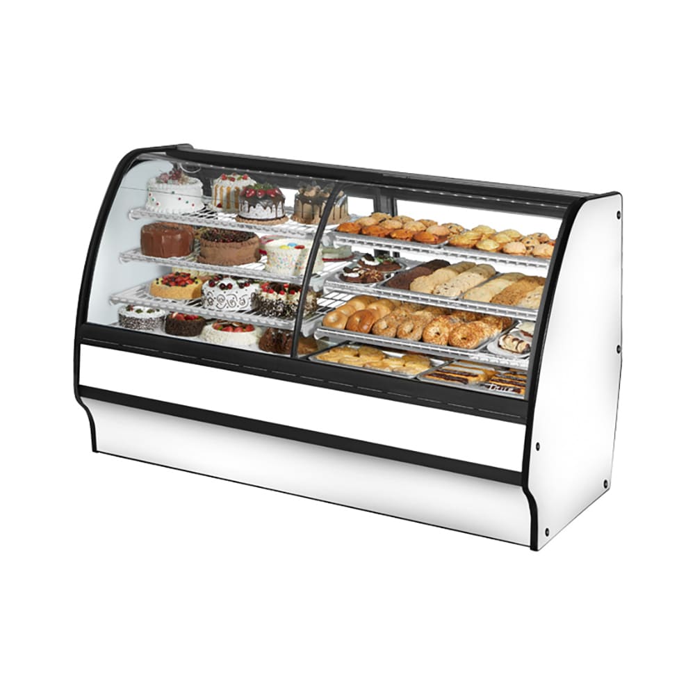 598-TGMDZ77SCSCWW 77 1/4" Full Service Dual Zone Bakery Case w/ Curved Glass - 4 Levels, 115...