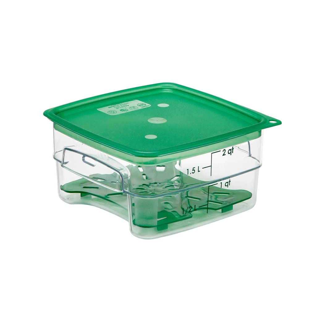 144-2SFSPROCW135 2 qt FreshPro Square Food Storage Container - CamSquare®, Polycarbonate, Green G...