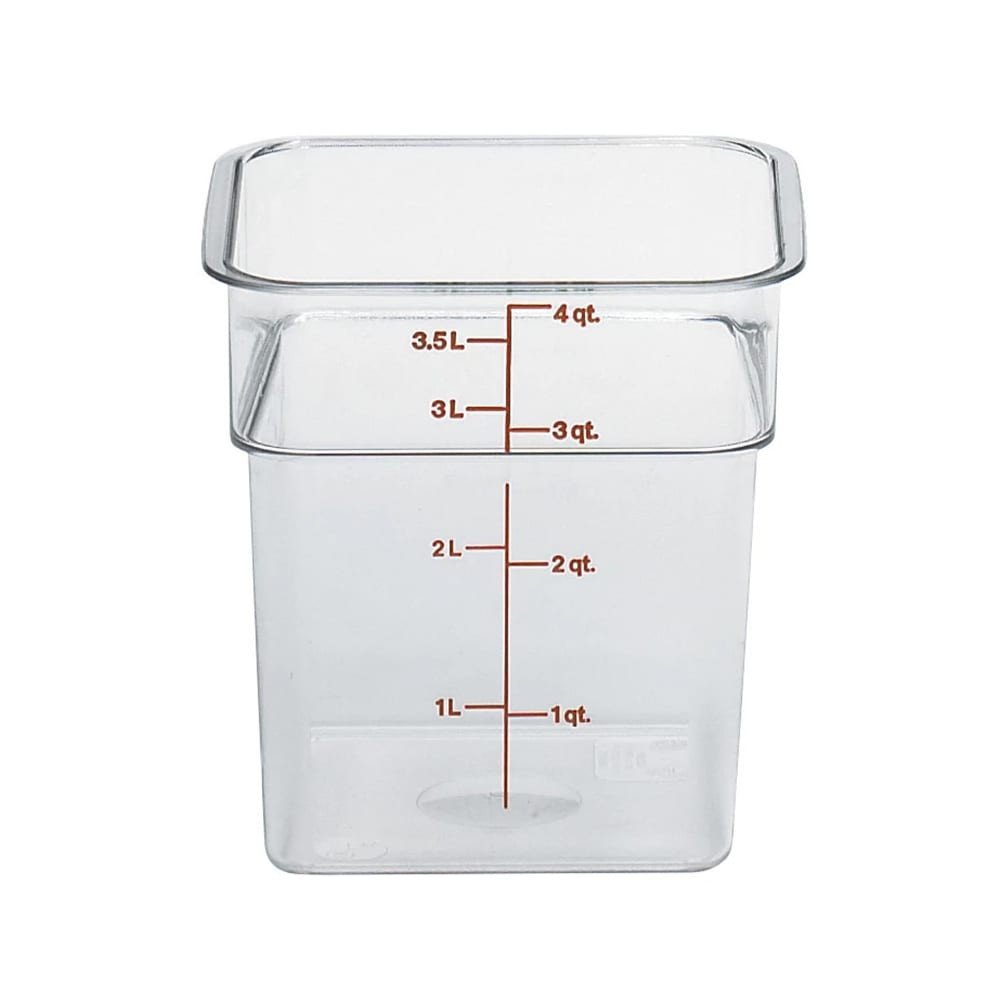144-4SFSCW135 4 qt Square Food Storage Container - CamSquare®, Plastic, Clear