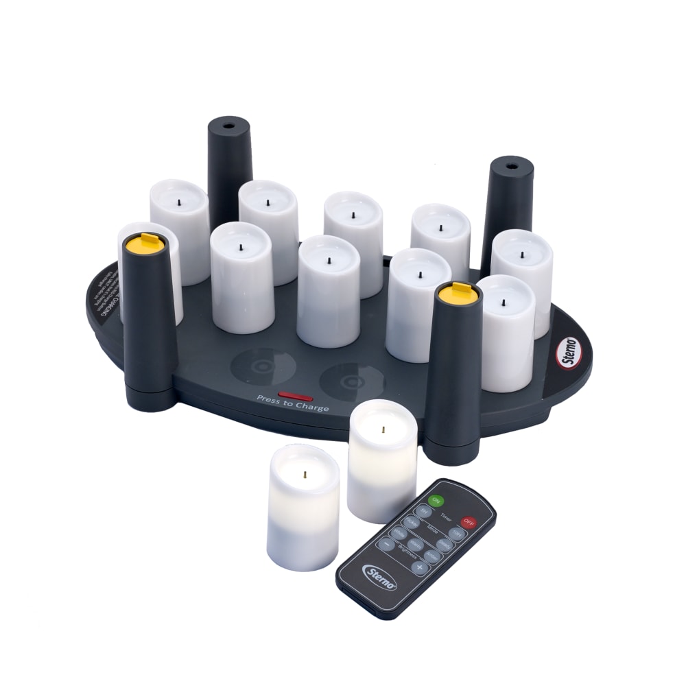 637-60332 All-in-One Flameless Votive Candle Set w/Charging Tray