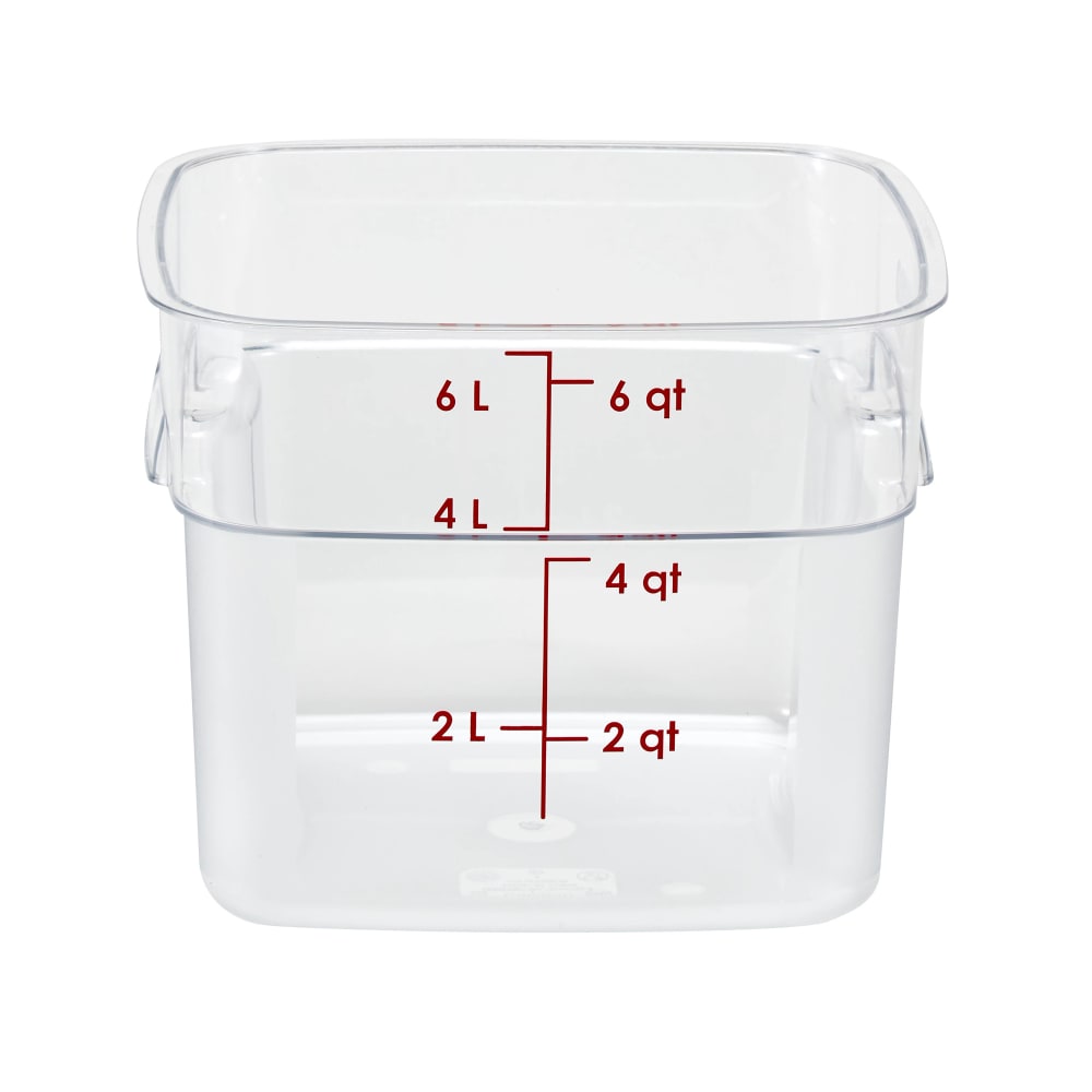 144-6SFSPROCW135 6 qt FreshPro Square Food Storage Container - CamSquare®, Polycarbonate, Red Gra...