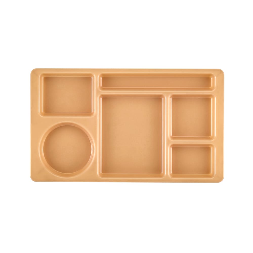 144-915CW133 Plastic Rectangular Tray w/ (6) Compartments, 8 3/4" x 15", Beige