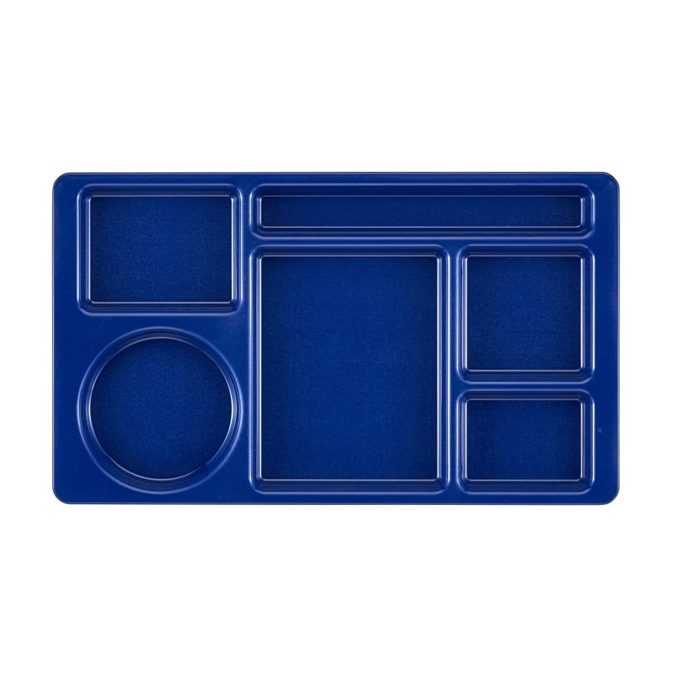 144-915CW186 Plastic Rectangular Tray w/ (6) Compartments, 8 3/4" x 15", Navy Blue
