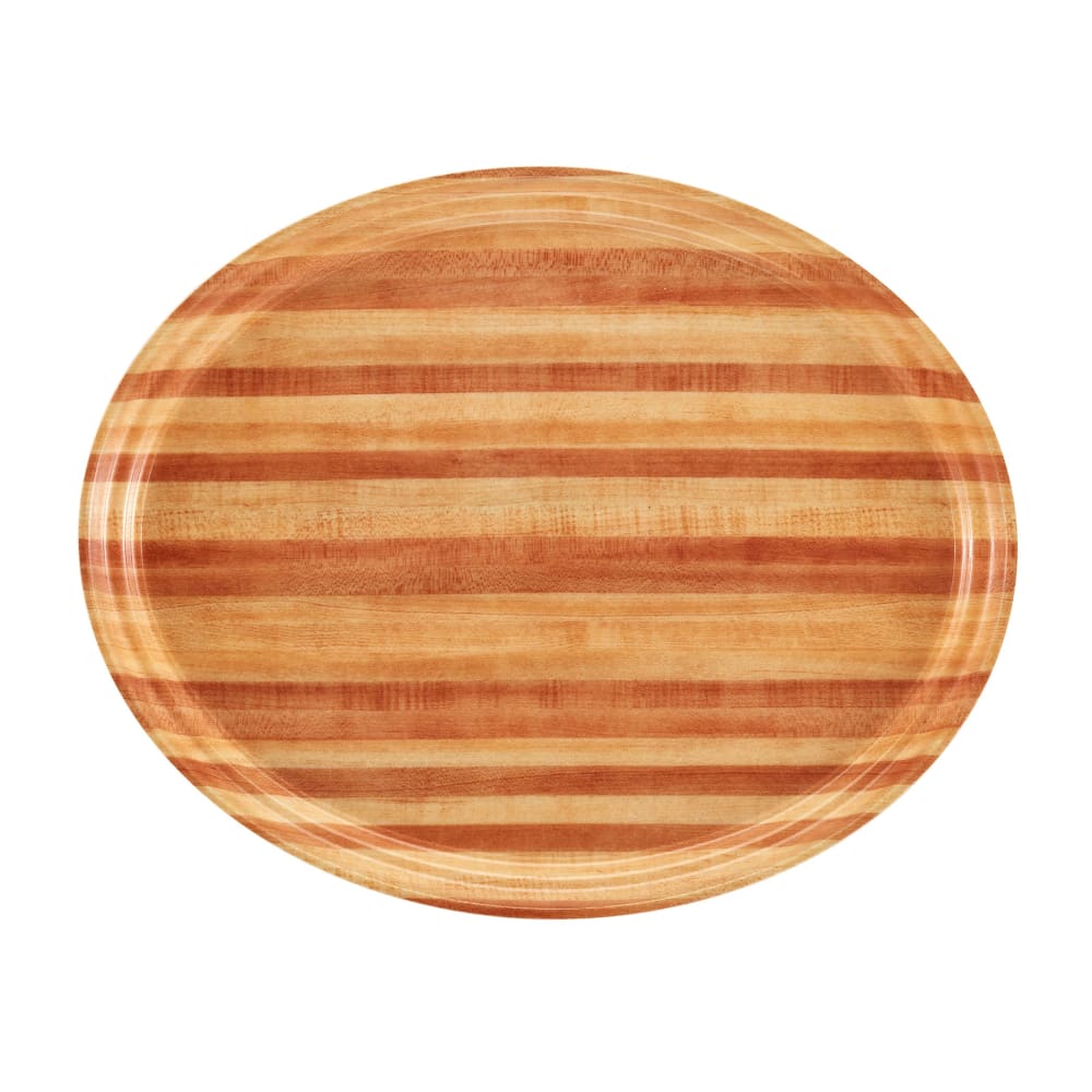 144-2500303 Oval Serving Camtray® - 19 1/4" x 24", Fiberglass, Light Butcher Block
