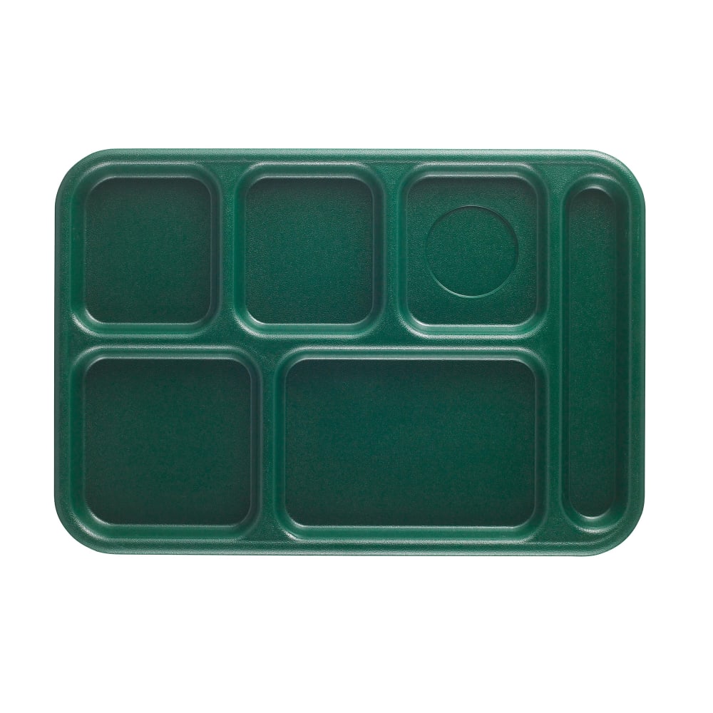 144-BCT1014119 Plastic Rectangular Tray w/ (6) Compartments, 10" x 14 1/2", Sherwood Gr...