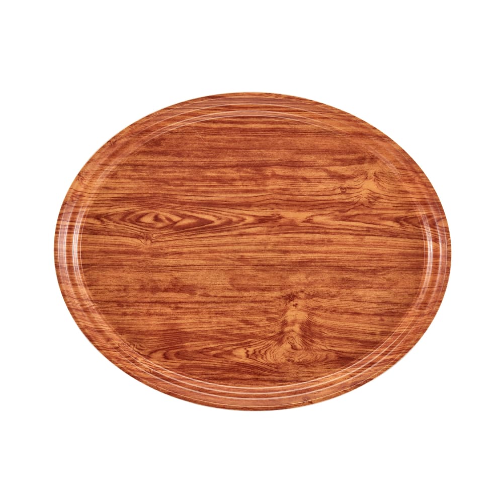 144-2700309 Oval Serving Camtray® - 22" x 26 7/8", Fiberglass, Java Teak