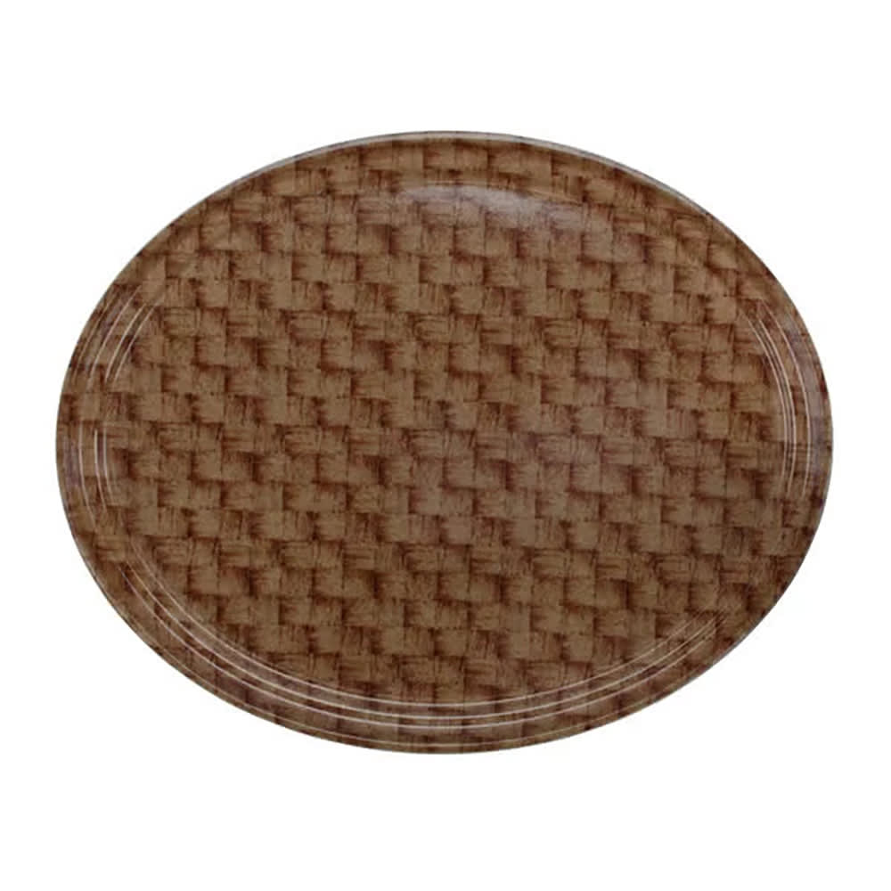 144-2700301 Oval Serving Camtray® - 22" x 26 7/8", Fiberglass, Dark Basketweave