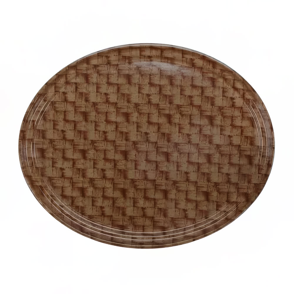 144-2500301 Oval Serving Camtray® - 19 1/4" x 24", Fiberglass, Dark Basketweave