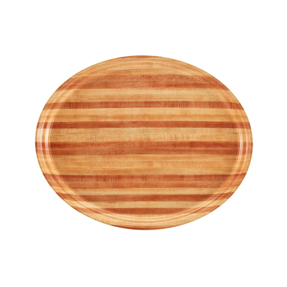 144-2700303 Oval Serving Camtray® - 22" x 26 7/8", Fiberglass, Light Butcher Block