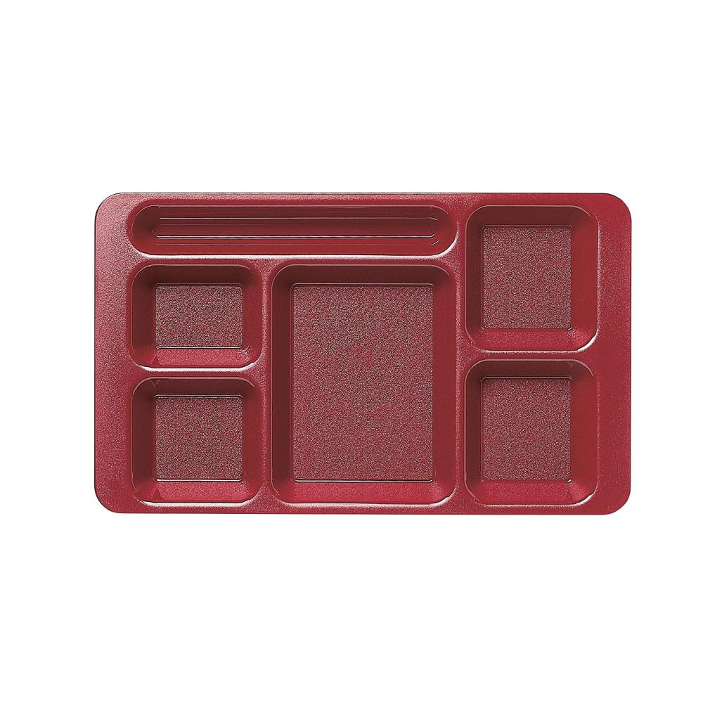 144-1596CW416 Plastic Rectangular Tray w/ 6 Compartments, 9" x 15", Cranberry