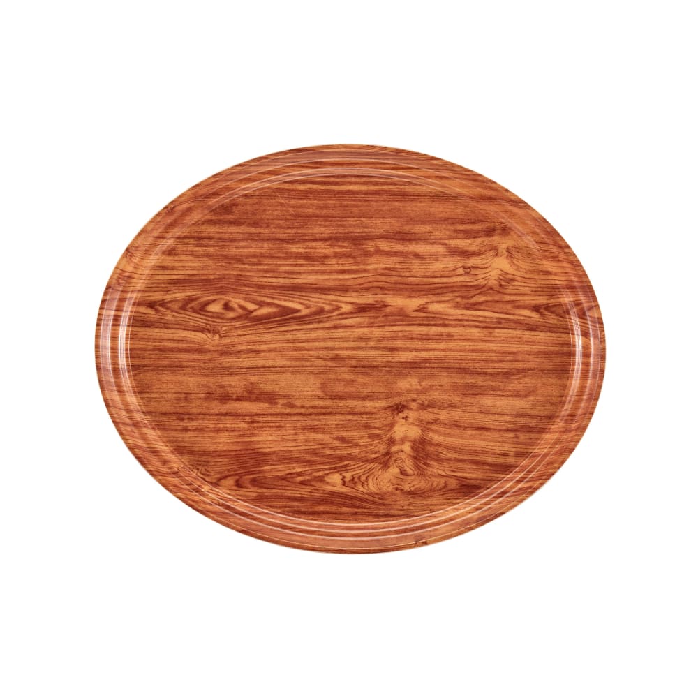 144-2500309 Oval Serving Camtray® - 19 1/4" x 24", Fiberglass, Java Teak