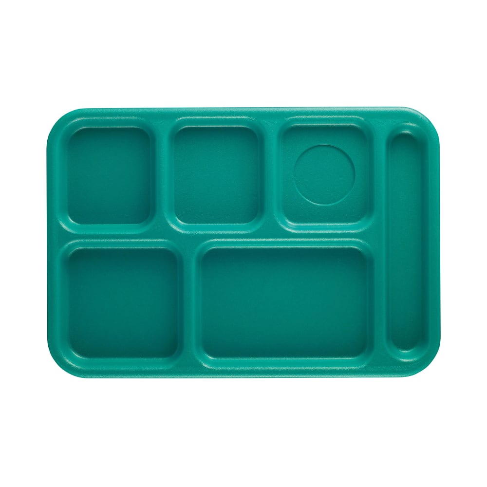 144-BCT1014414 Plastic Rectangular Tray w/ (6) Compartments, 10" x 14 1/2", Teal