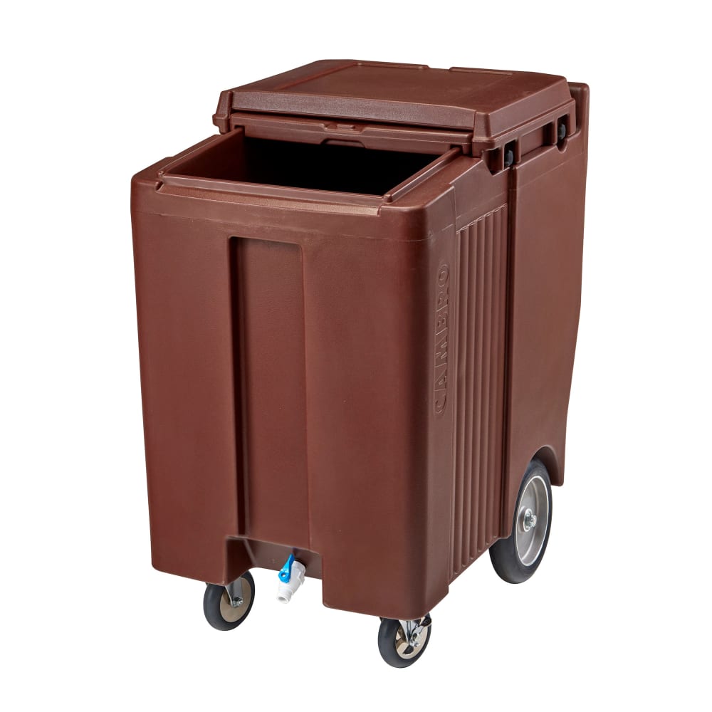 144-ICS200TB131 200 lb Insulated Mobile Ice Caddy - Plastic, Dark Brown