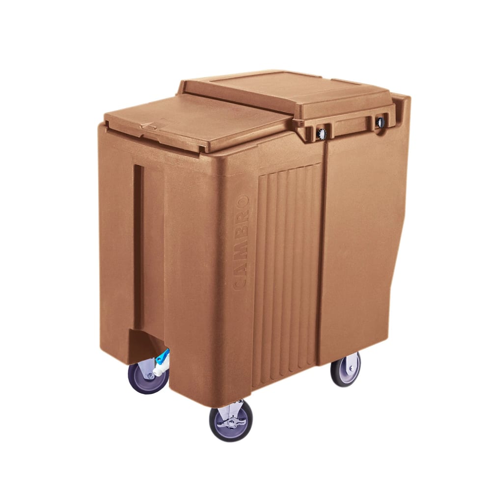 144-ICS175T157 175 lb SlidingLid™ Insulated Mobile Ice Caddy - Plastic, Coffee Beige