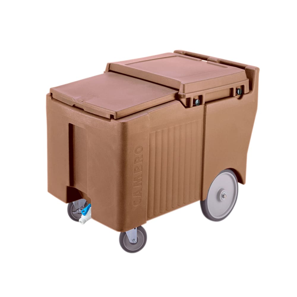 144-ICS175LB157 175 lb SlidingLid™ Insulated Mobile Ice Caddy - Plastic, Coffee Beige