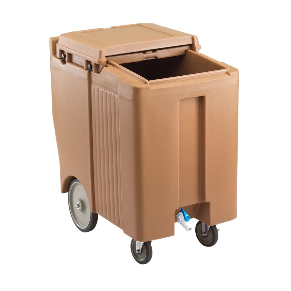 144-ICS175TB157 175 lb Insulated Mobile Ice Caddy - Plastic, Coffee Beige